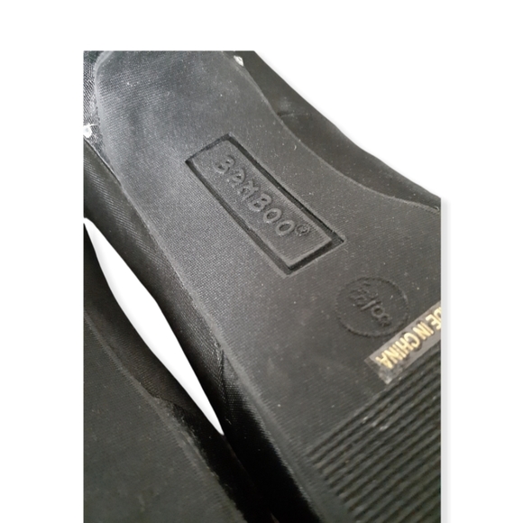 BAMBOO Black Satin Stilettos w/Rhinestone Embellished Heel - Picture 7 of 8